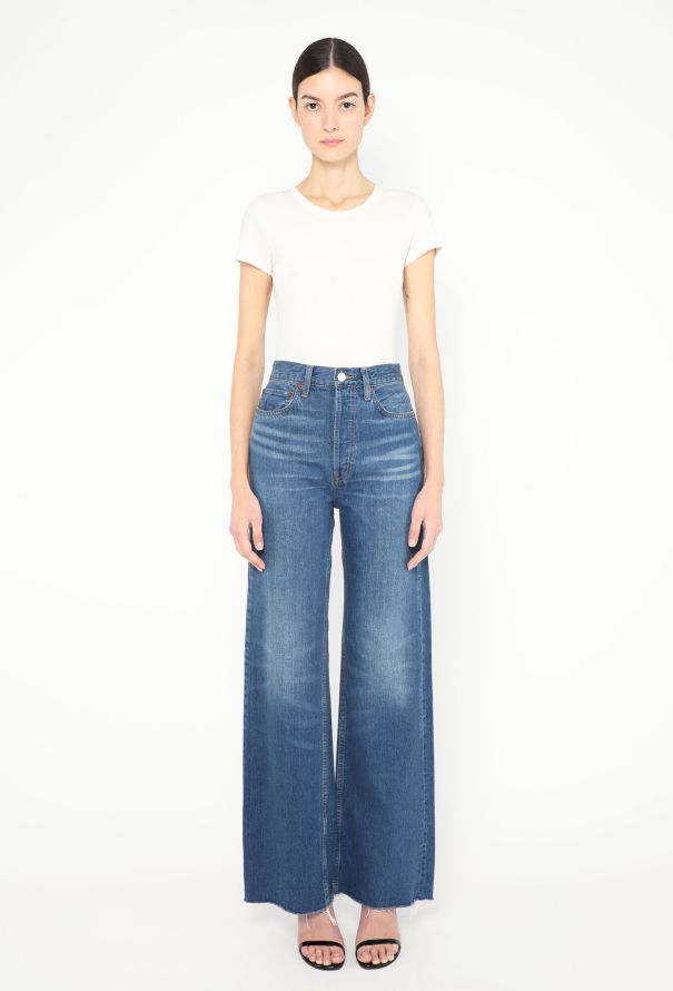 Re/Done 2023 Wide Leg Distressed Jeans - 1