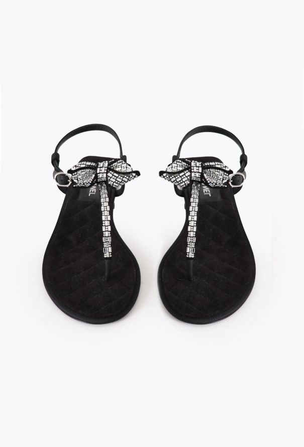 Chanel 2023 Quilted Embellished Bow Sandals - 1