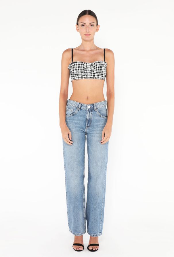 Khaite 2020 Indira Gingham Bustier Top - 2