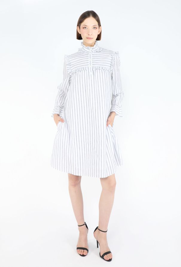 Céline Striped Ruffled Linen Dress, 2020 - 3