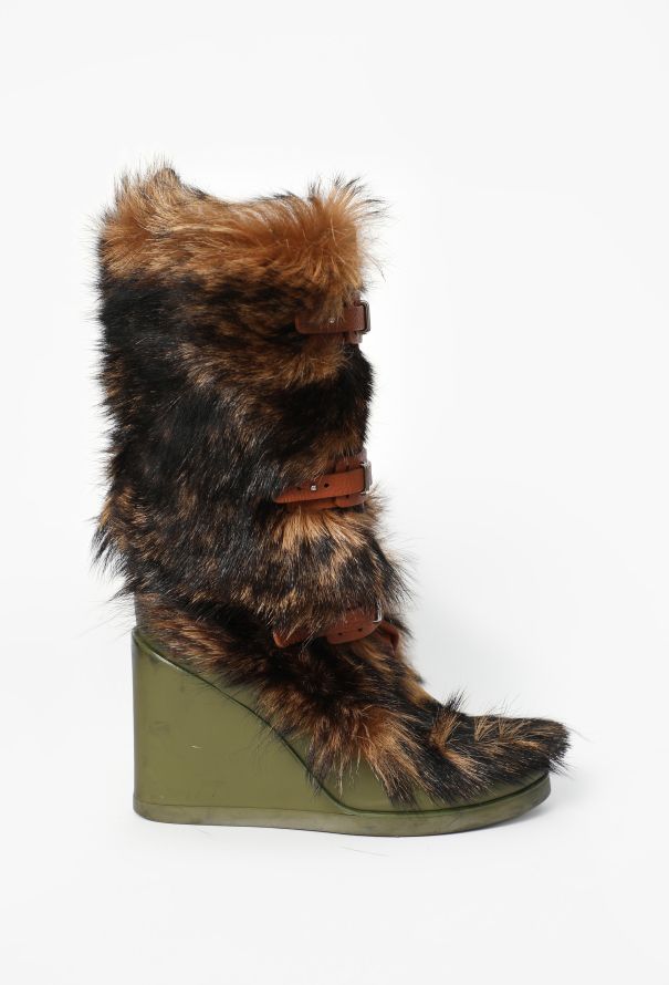 Céline 2012 Fur Wedge Boots - 1
