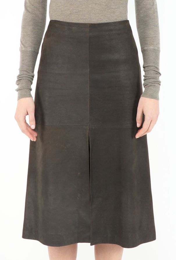 Jil Sander Late '90s Suede Slit Skirt - 3