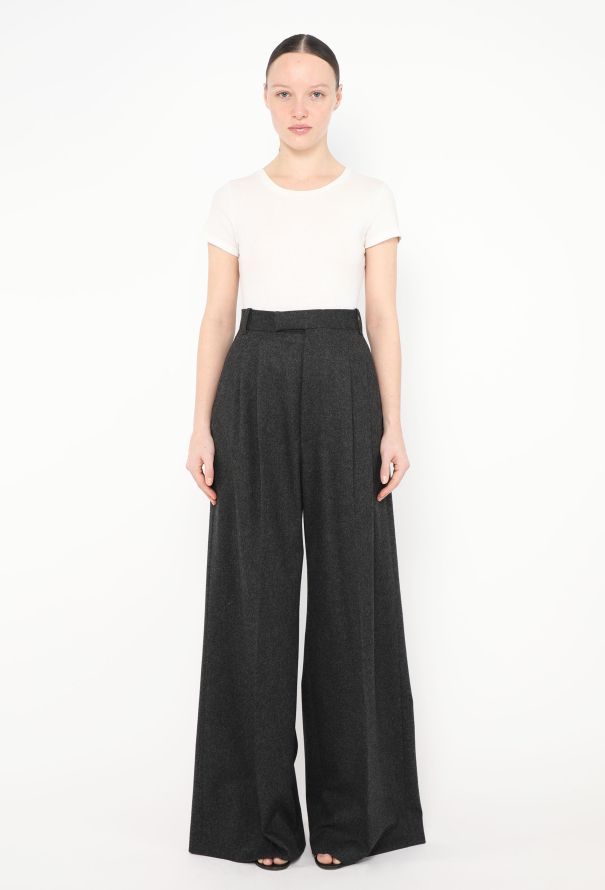 Céline Wide-Leg Felted Trousers - 1