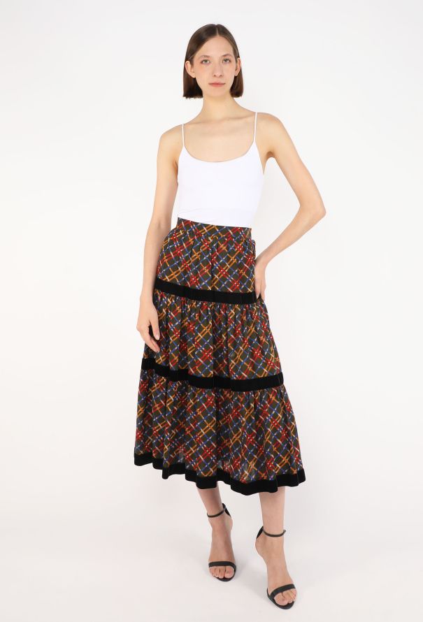 Saint Laurent Velvet Trim Peasant Skirt, F/W 1983 - 4