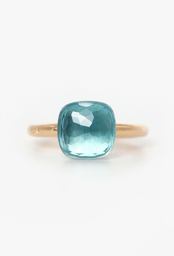 Pomellato 18k Rose Gold & Sky Blue Topaz Nudo Ring - 1