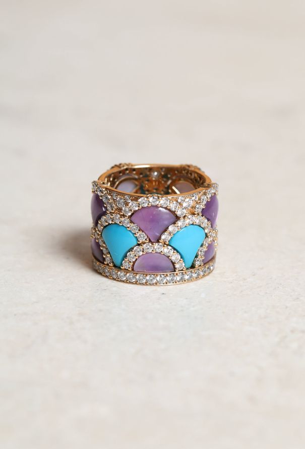 Vintage & Antique Giampiero Bodino Turquoise, Amethyst & Diamond Ring - 1