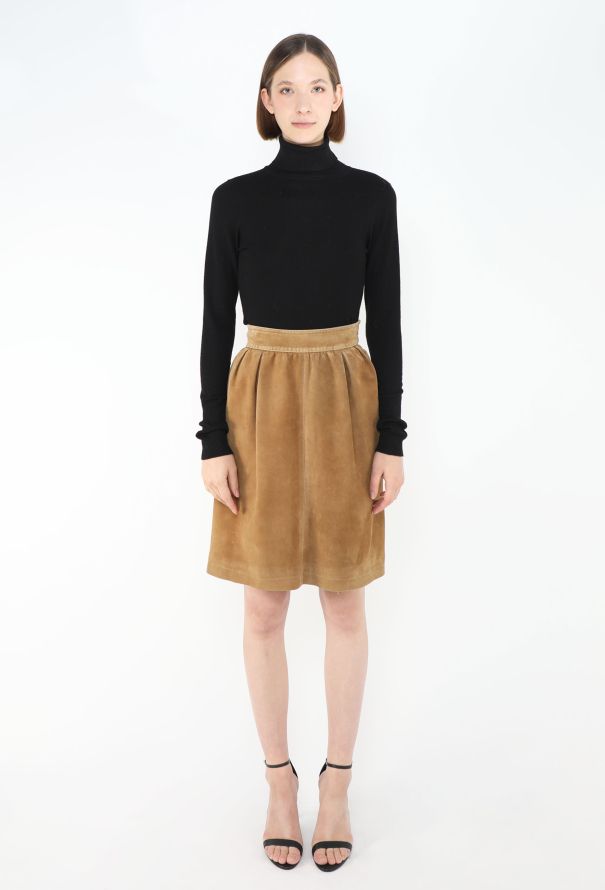 Saint Laurent Vintage Suede Gathered Skirt - 3