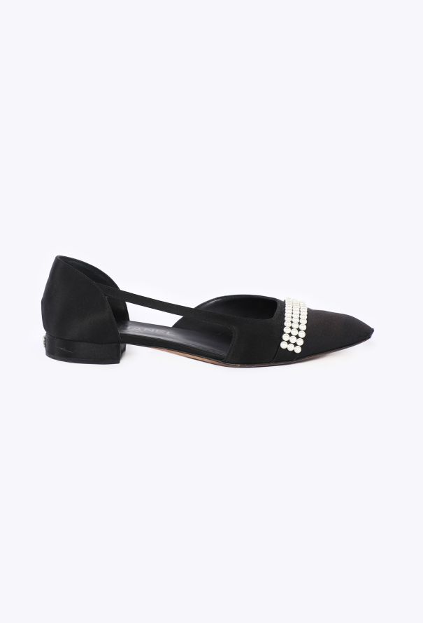 Chanel Pearl-Embellished D'Orsay Flats - 1