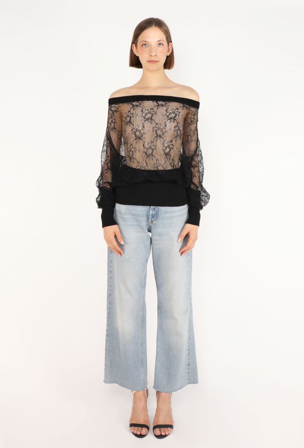 Jean Paul Gaultier Ribbed Lace Off-Shoulder Top - 3