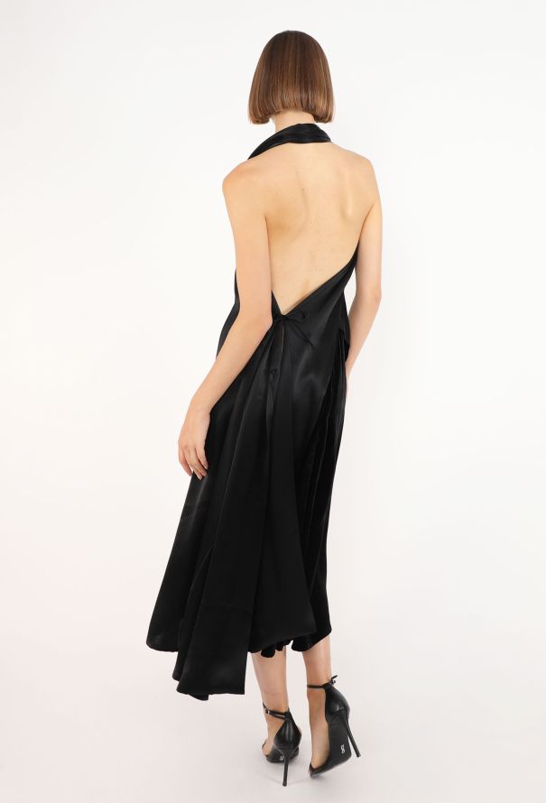 Yohji Yamamoto Open-Back Charmeuse Halter Dress - 5