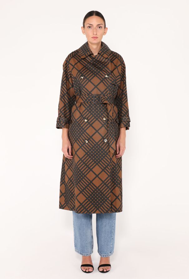Saint Laurent Rare F/W 1985 Checkered Trench Coat - 1 Saint Laurent Rare F/W 1985 Checkered Trench Coat - 1