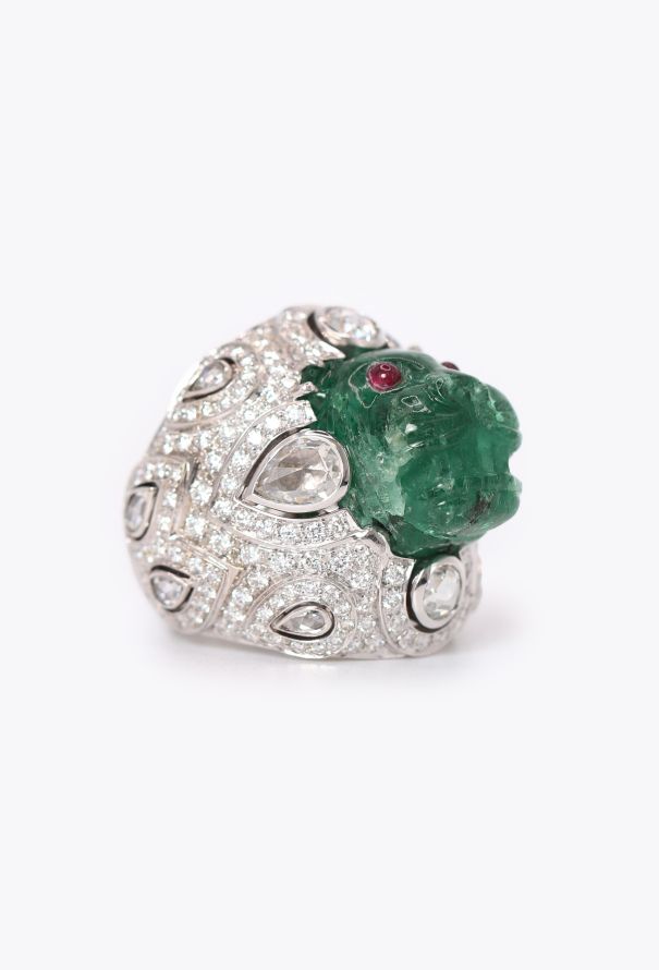 Repossi Bespoke 18k White Gold, Ruby & Emerald Feline Ring - 6 Repossi Bespoke 18k White Gold, Ruby & Emerald Feline Ring - 6