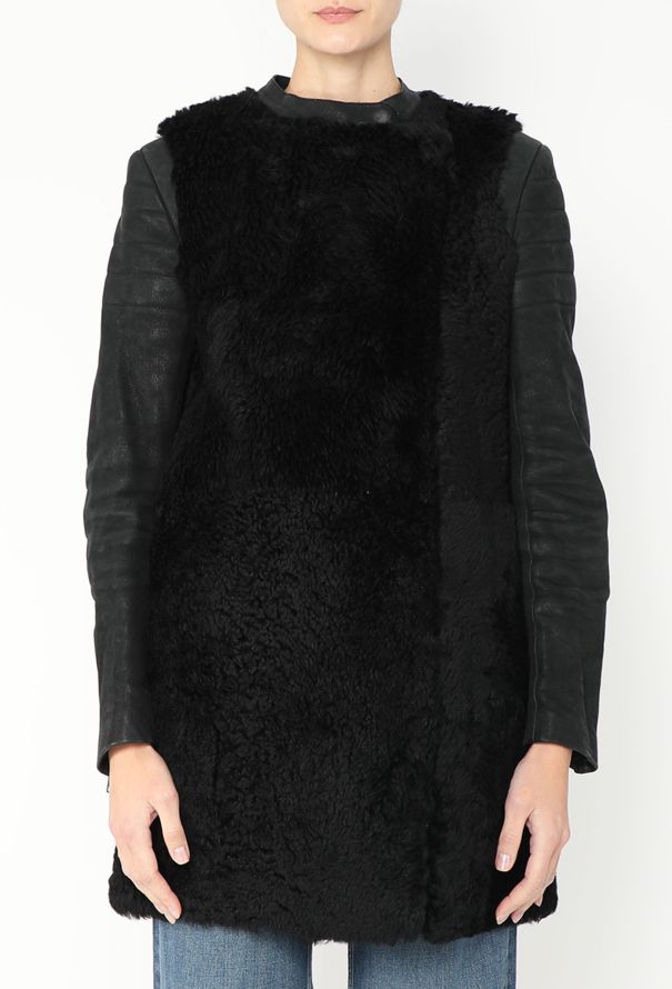 Céline Lambskin Shearling Biker Coat - 2