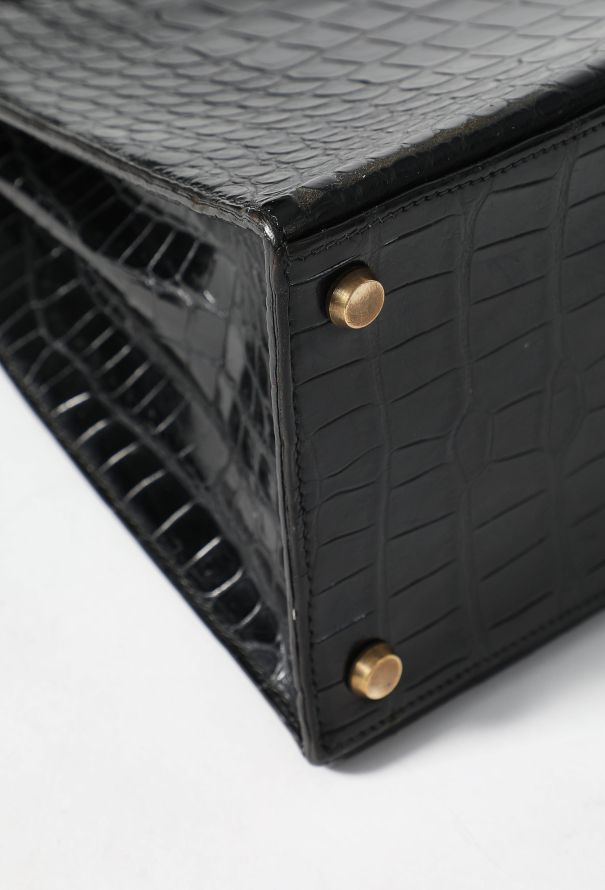 Hermès '60s Black Porosus Kelly Sellier 32 - 11