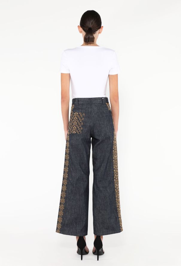 Dior 2024 Embroidered Wide-Leg Jeans - 4