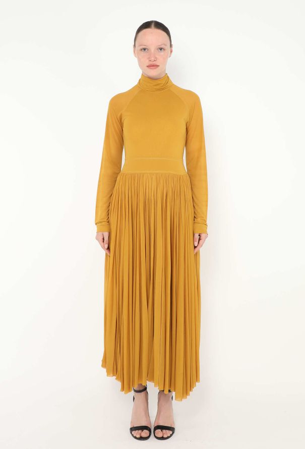 Céline Pleated High-Neck Dress - 1