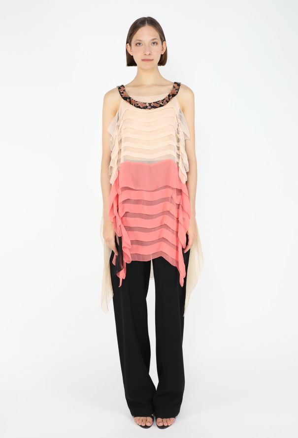Prada Ruffled Chiffon Embellished Tunic - 3