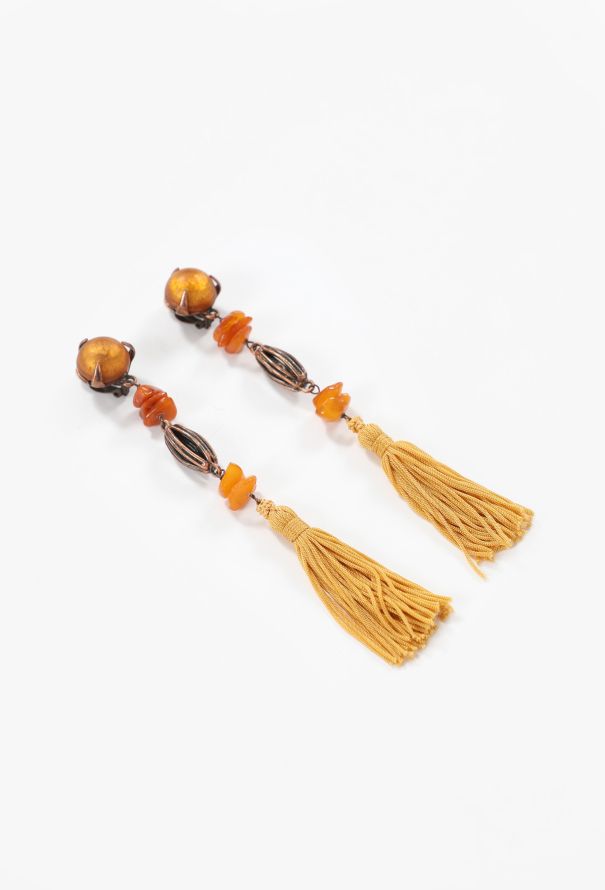 Saint Laurent Vintage Tassel Passementerie Clip Earrings - 2