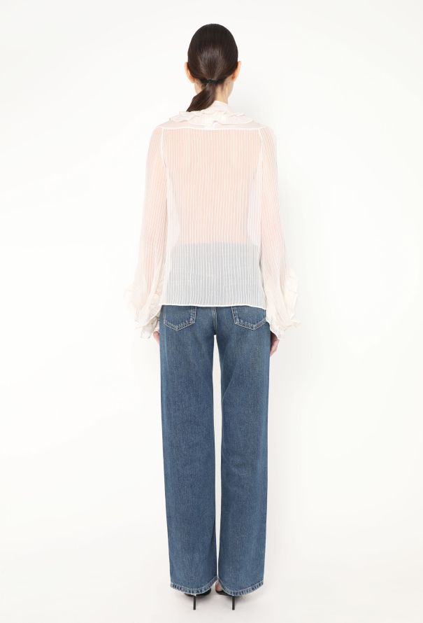 Chloé S/S 2007 Ruffled Silk Pinstripe Blouse - 7 Chloé S/S 2007 Ruffled Silk Pinstripe Blouse - 7
