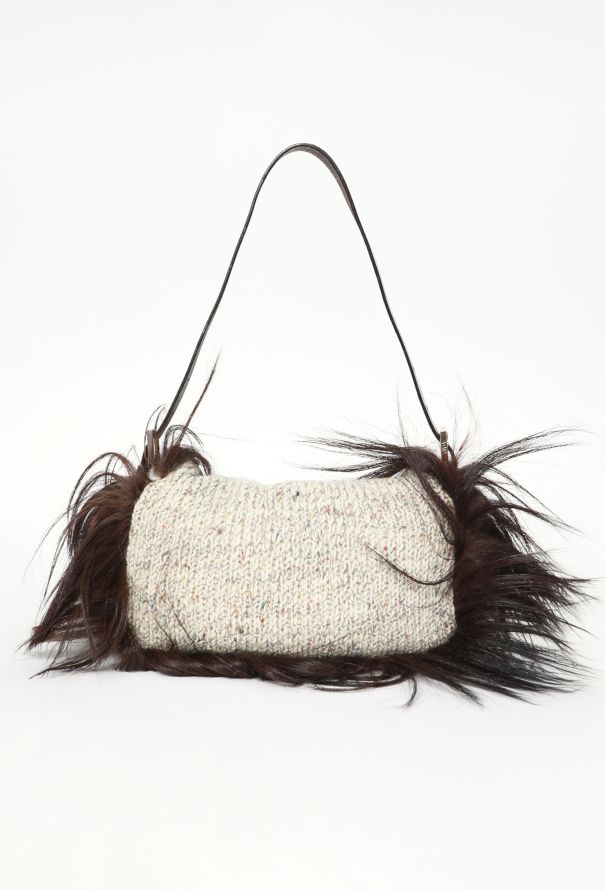 Fendi F/W 2002 Knit Goat Hair Baguette Bag - 5