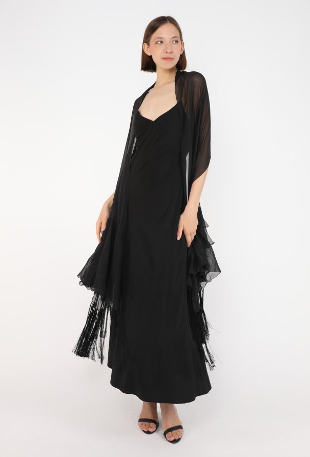 Dior Fringed Chiffon Scarf, Late 1990s - 1