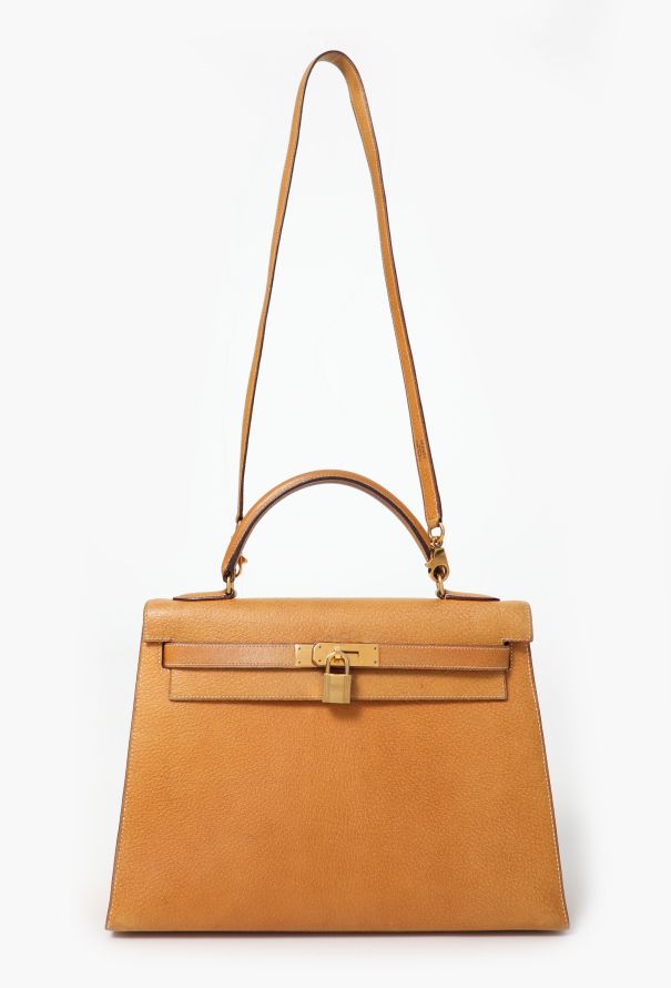 Hermès Rare '90s Gold Peccary Kelly Sellier 32 - 2