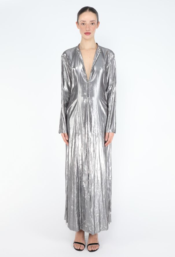 Issey Miyake 1996 Metallic Lamé Maxi Gown - 1