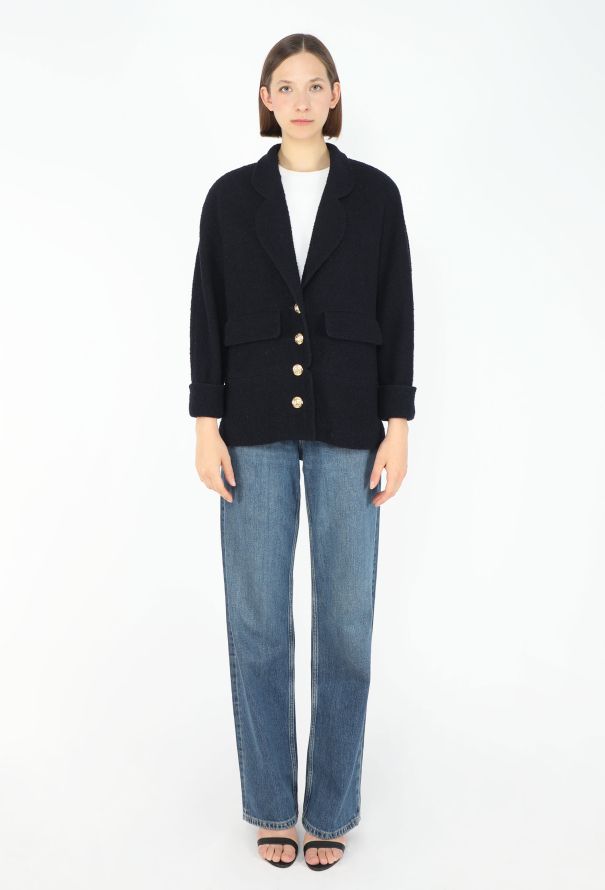 Chanel 1990 Navy Bouclé 'CC' Jacket - 2
