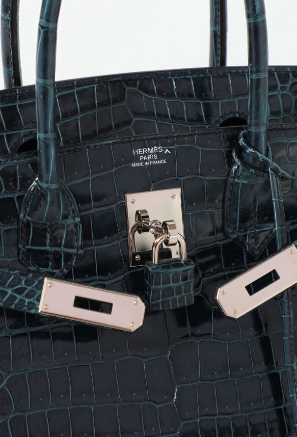 Hermès Exceptional  Vert Rousseau Porosus Birkin 30 - 13