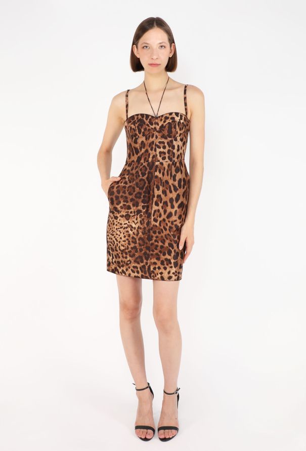 Dolce & Gabbana Leopard Silk Bustier Dress, Early 2000s - 3