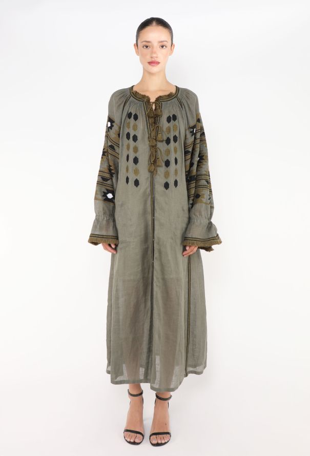 Vita Kin Embroidered Linen Tassel Kaftan - 3