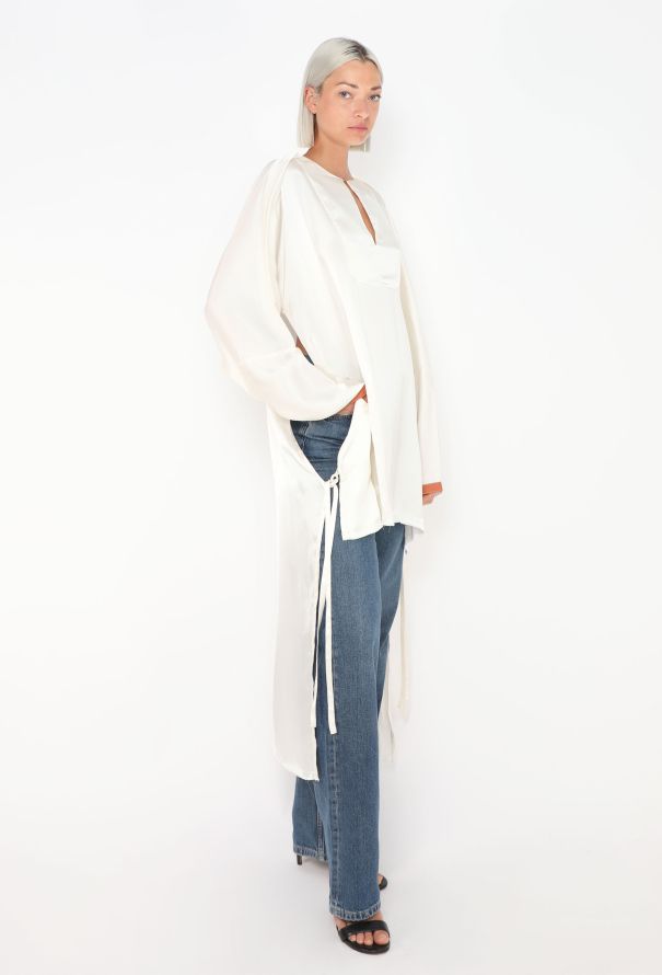 Loewe S/S 2019 Asymmetrical Silk Tunic White - 5