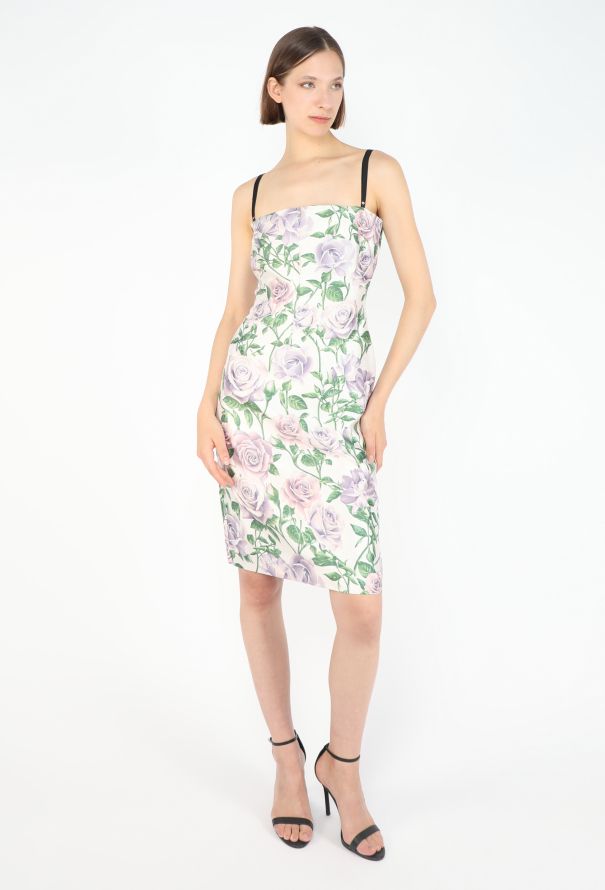 Dolce & Gabbana Silk Rose Bustier Dress, 1990s - 3