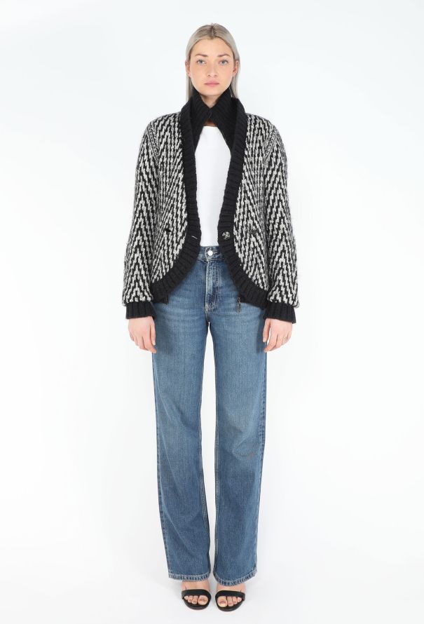 Chanel Chevron Ribbed Mohair Cardigan - 4