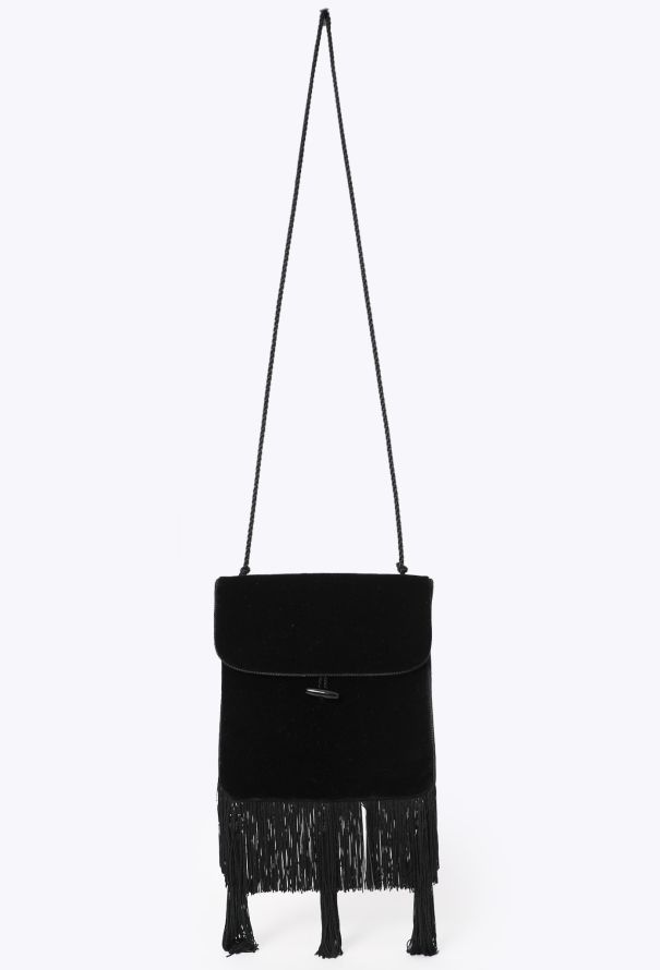Saint Laurent '80s Black Velour Tassel Bag - 1