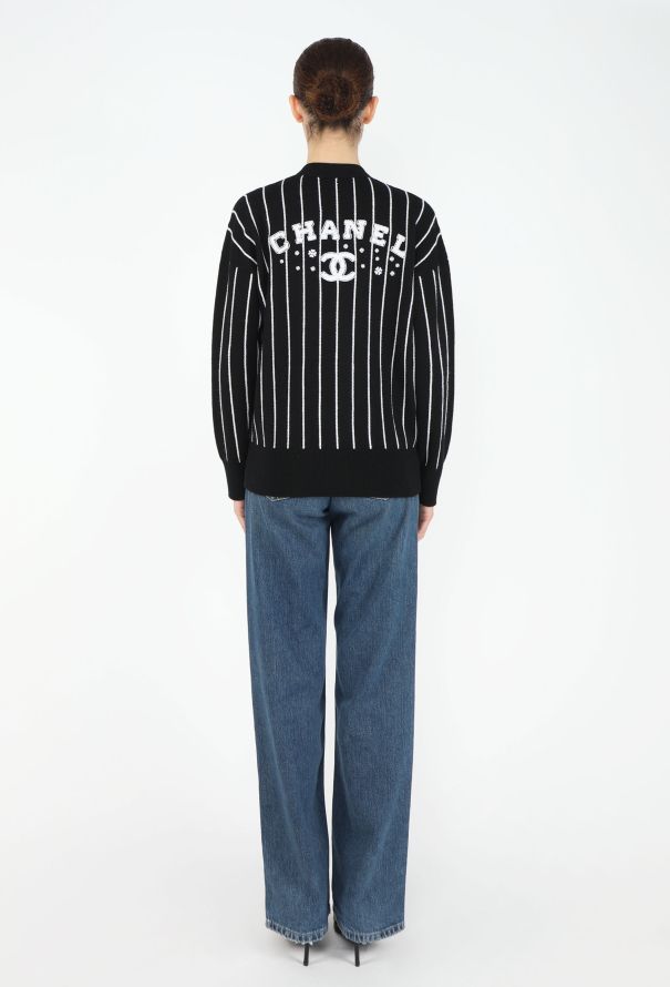 Chanel 2023 'CC' Striped Cashmere Cardigan - 2