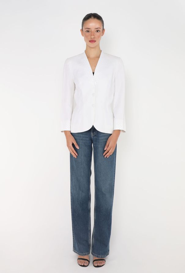 Thierry Mugler '90s Embossed Trim Cinched Blazer - 2