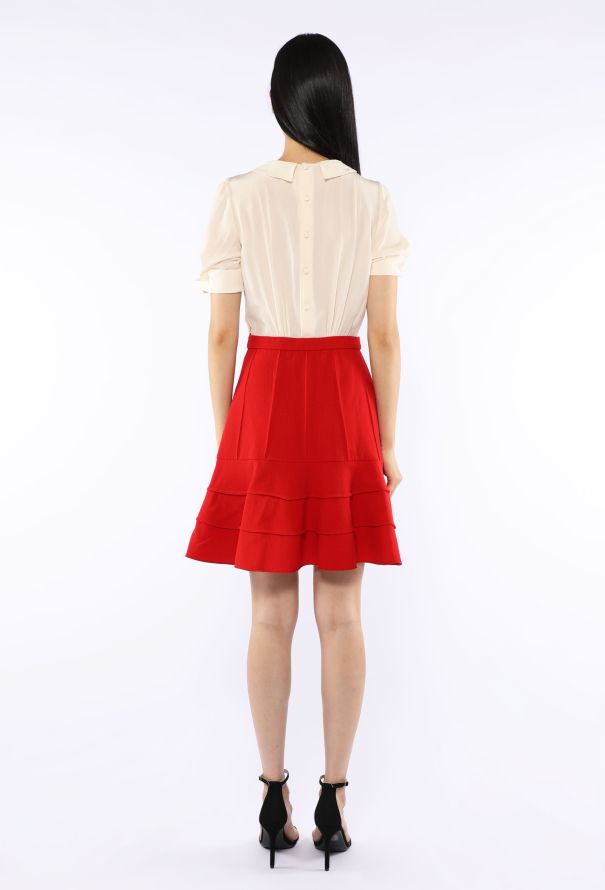 Miu Miu Pleated Silk Combination Dress - 4