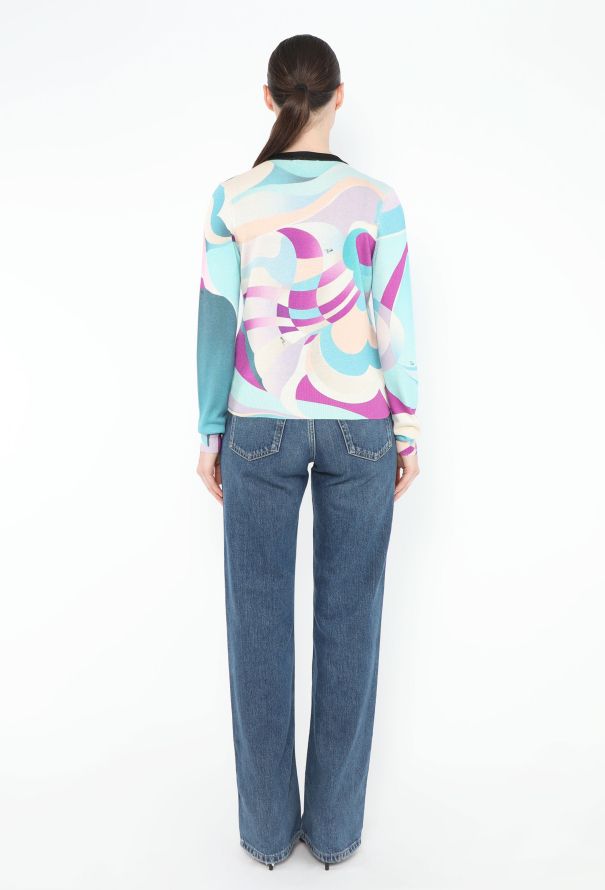 Emilio Pucci Abstract Silk Knit Cardigan - 4