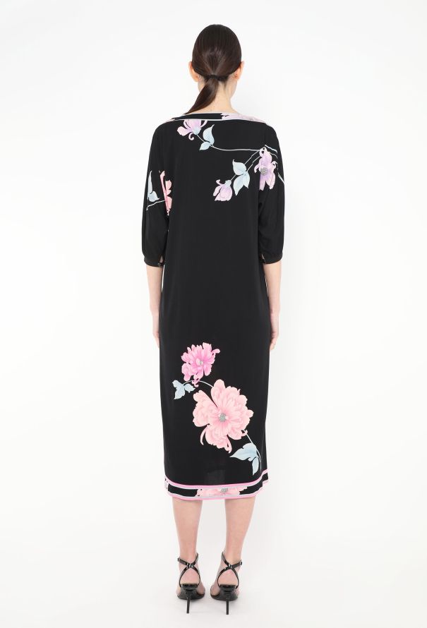 Leonard '70s Floral Silk Kaftan Dress - 4