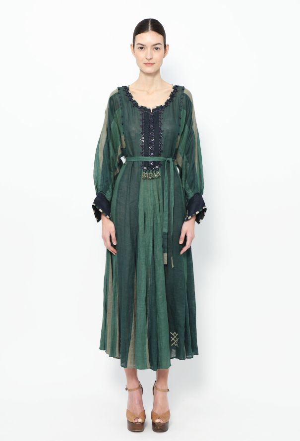 Vita Kin Embellished Belted Linen Kaftan - 1