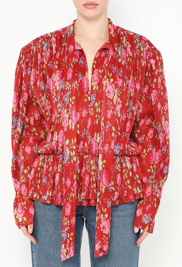 Balenciaga Pre-Fall 2017 Pleated Lavallière Blouse - 1