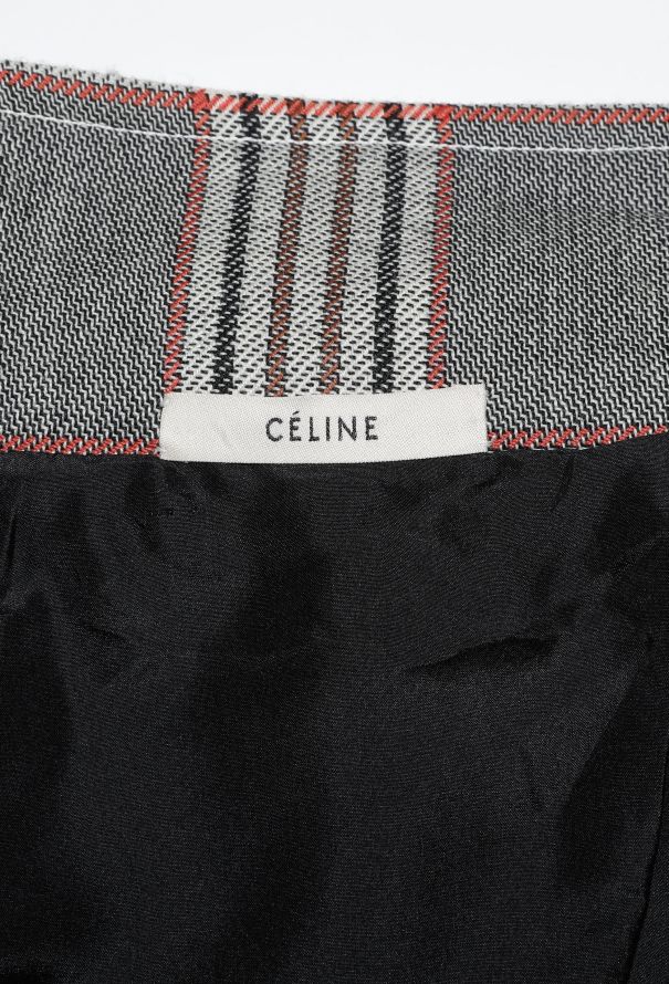 Céline Asymmetrical Pocket Plaid Coat - 7