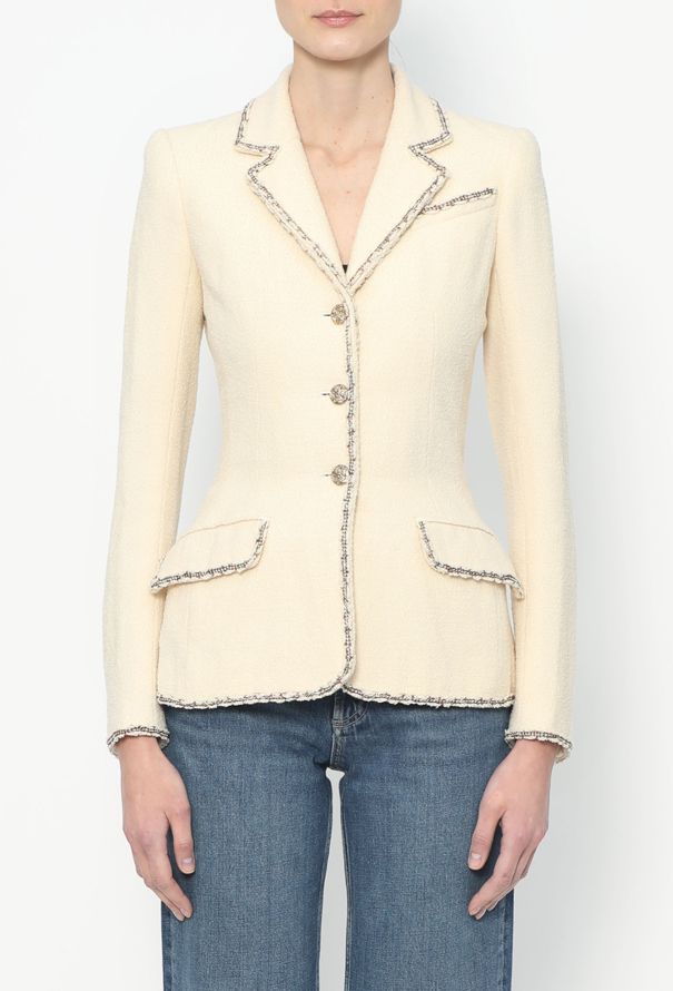 Chanel Lamé Trim Bouclé Jacket - 1