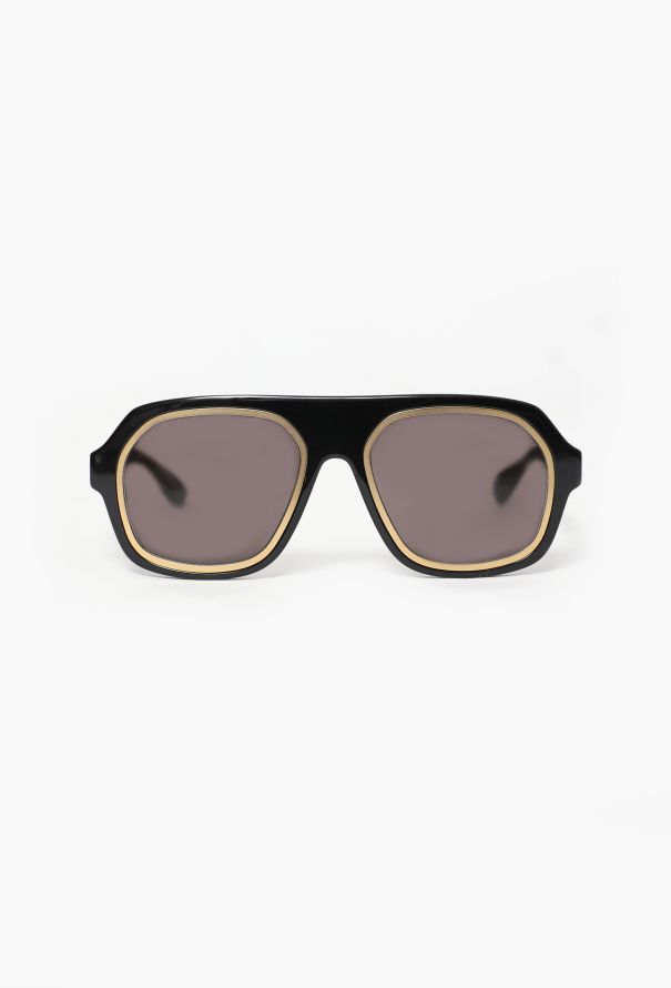 Bottega Veneta 2023 Metallic Trim Aviator Sunglasses - 1