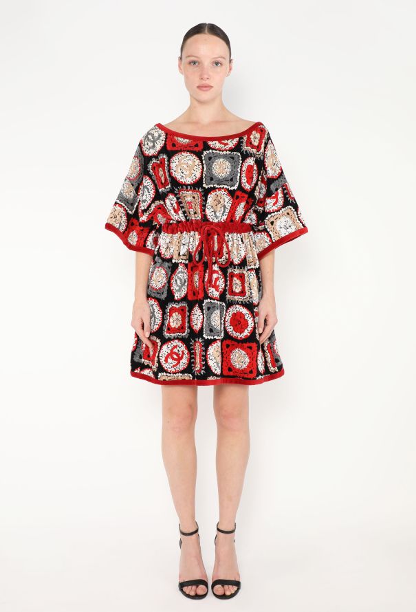 Chanel Printed Velvet Drawstring Tunic - 4 Chanel Printed Velvet Drawstring Tunic - 4