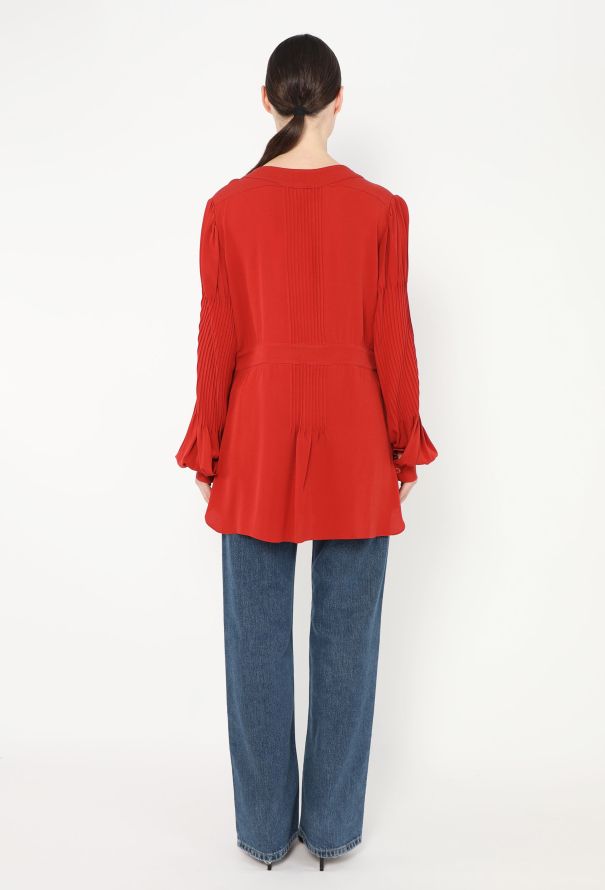 Chanel Bishop-Sleeve Silk Blouse - 4 Chanel Bishop-Sleeve Silk Blouse - 4