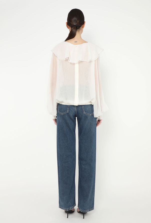 Chanel 2019 Ruffled Chiffon Blouse - 5