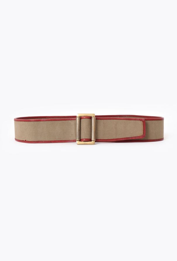 Gucci Canvas Leather Trim Belt - 1