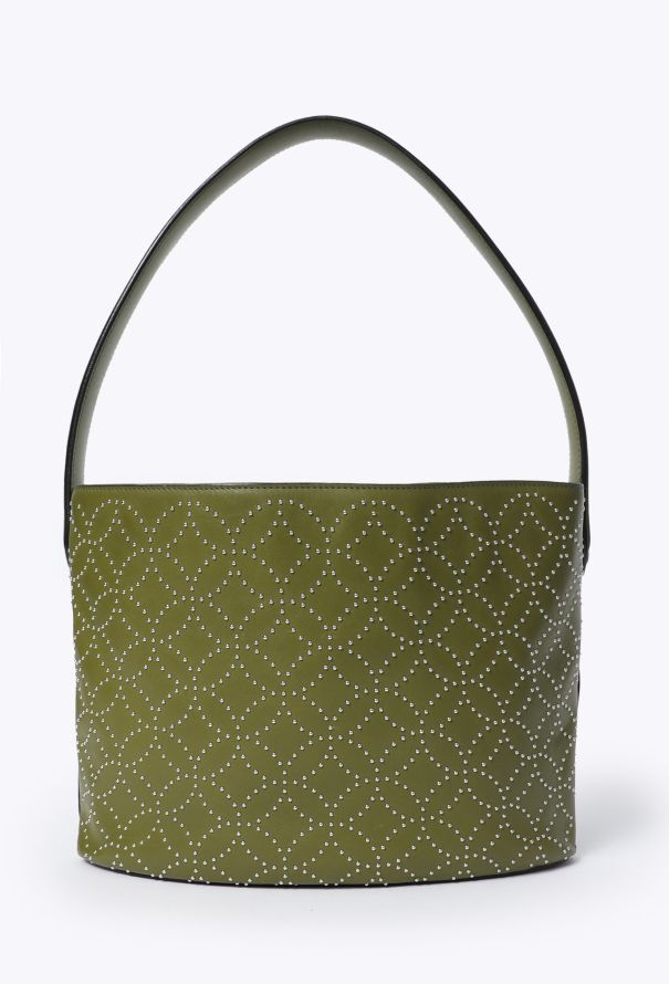Alaïa Green Studded Medium Tote Bag - 1